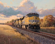 Steam Train Oil Painting Print