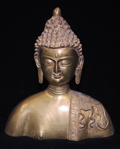 Brass buddha bust statue - buddha,