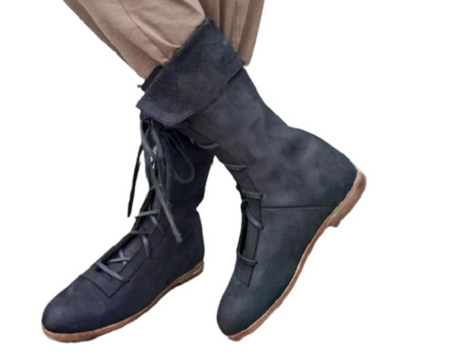 Medieval genuine leather boots - leather,