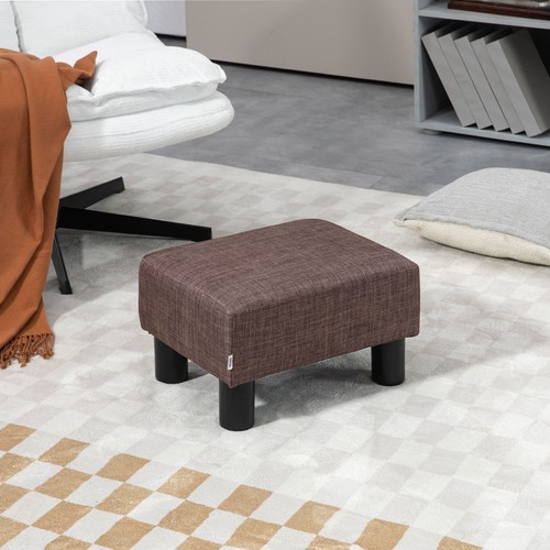 Linen fabric footstool - linen, ottoman