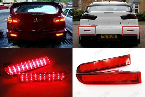Red led bumper reflector - 2x,