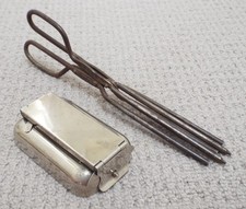 Antique Moustache Hair Curling Crimping Iron with Portable Stove c1910