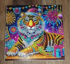 ✨ Handmade Stunning Tiger Celebration Birthday Diwali Crystal Art Greetings Card