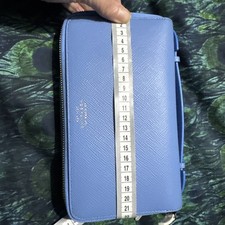 Smythson Long Wallet Double Zip Blue Travel Wallet, Very Good Condition.!RRP£365