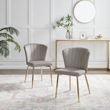 **Seconds** Danica Taupe Dining Chair Velvet Gold Legs Set Of 2 Modern Contempo