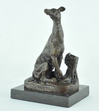 Statue Dog Hunting Wildlife Art Deco Style Art Nouveau Style Bronze Signed Sculp