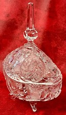 Vintage (c.1950);  "Bohemia" Lead-Crystal Glass Lidded Bomboniere