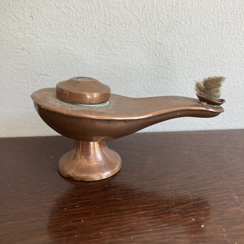 Vintage brass oil lamp genie - lamp,