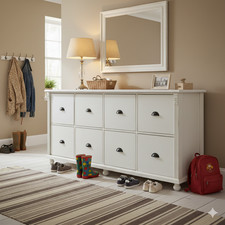 Distressed White Wood Chest of