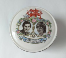 SADLER Vintage Royal Wedding Charles & Diana Lidded Pottery Trinket Dish Pot
