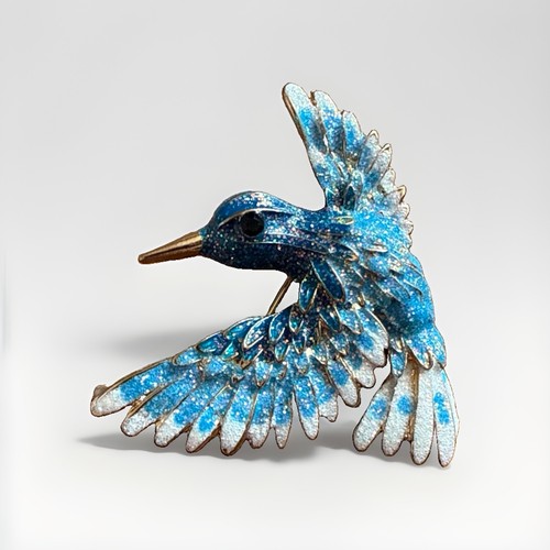 Vintage blue enamel humming - blue,