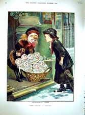 Original old antique print - old,