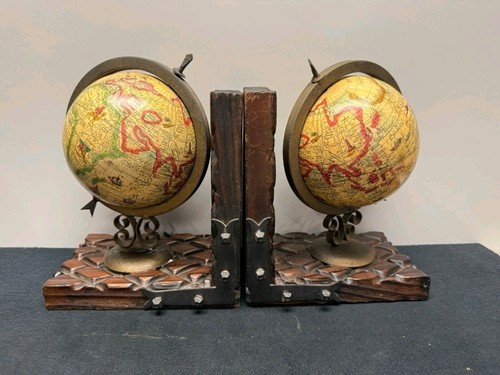 Vintage globe bookends pair - globe,