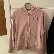 Girls Lipsy Pink Velour Zip Through Hoodie 7-8 Yrs 