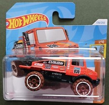 HOT WHEELS 2024 MERCEDES-BENZ UNIMOG 1300L, ORANGE, SHORT CARD.