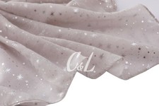 Pretty Shining Stars Silver Foil Print Scarf Light Wight Shawl Wrap Pashmina