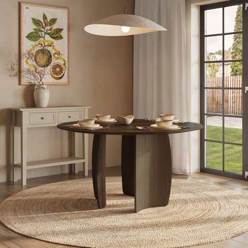 Round walnut curved - round, dining