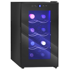 HOMCOM 8 Bottle Wine Cooler Fridge 21L Mini Bar Chiller LED Display Quiet Black