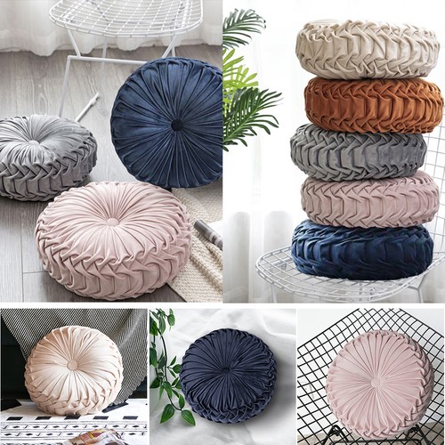 Round velvet pleated cushion - round,