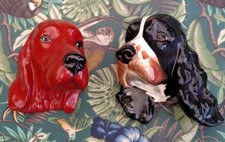 Two Vintage Crown Devon Field Dogs Wall Plaques