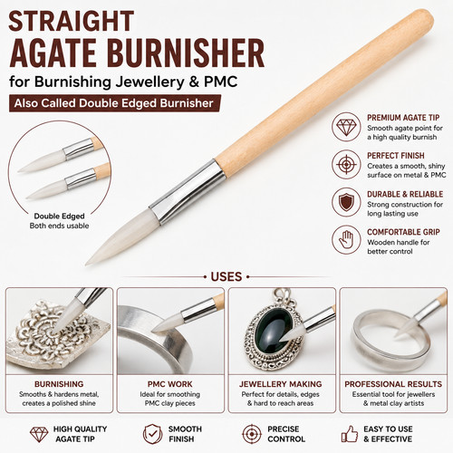 Straight agate burnisher - straight,