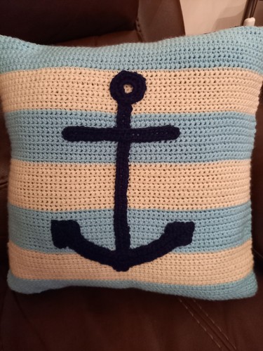 Handmade crochet anchor blue - ,