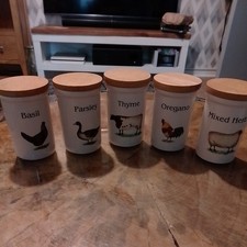 Cloverleaf Ceramic Herb Spice Pots Farm Animals X 5