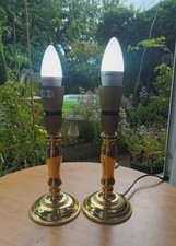 Pair Of Vintage Bhs Brass Candlestick Table Lamps