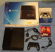 Sony PS4 Console Jet Black 500GB CUH-1003A 2x Controllers Red Dead 2 