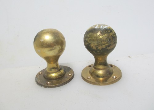 Vintage brass door knobs - brass,
