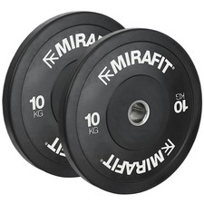 Mirafit 2 x 10kg Black 2" Olympic Rubber Bumper Plates Weight Discs Gym #858