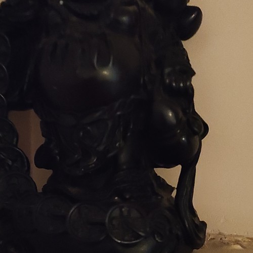Black resin laughing buddha - black,