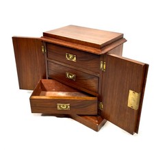 Antique Victorian Walnut Wood Humidor Chest of Drawers / Collectors Cabinet Box