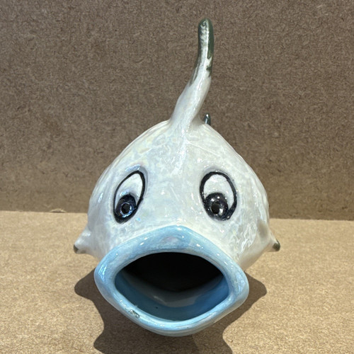 Ceramic fish figurine hand - figurine,