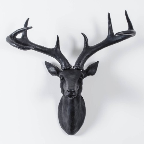 Wall mounted black stag - wall,
