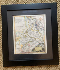 Antique County Map of Huntingdonshire Thomas KITCHIN 1748 Rare Framed Coloured