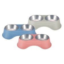 2 Dog Bowls in Raised Stand Water Feeding Bowl Cat Puppy Stainless Steel Dishes