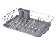 Kitchen Dish Drainer Rack with Plastic Drip Tray Cutlery Holder Stainless Steel