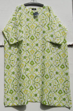 NWT Eskandar Size (1) GREEN PETRA DURA Linen 46" Long 3/4 Sleeve A-Line Dress