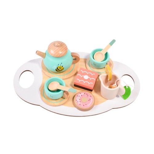 Wooden tea party set pretend - tea,