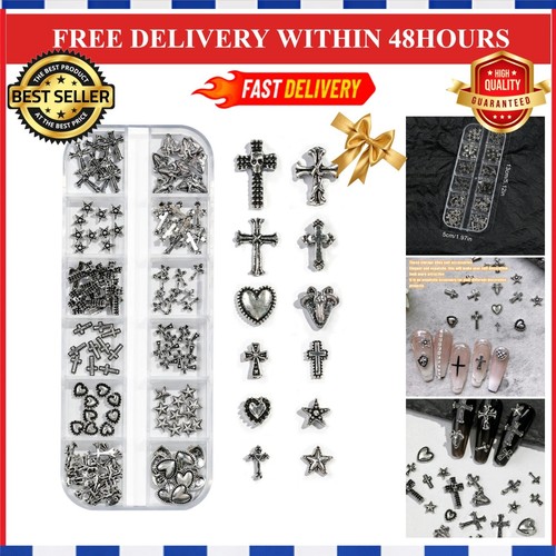 120 pcs silver cross nail - silver,