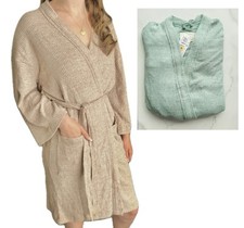 Ladies Ex Marks Wrap Robe Dressing Gown Cosy Soft Waffle Green Brown Belted NEW