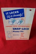 VINTAGE 1950'S 60'S ADVERTISING COUNTER SIGN GOODMAN SNAP LOCK NAPPY SAFETY PIN
