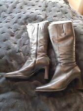 Evans Ladys Leather Knee High Boots Size 8 black plus size of larger thigh 