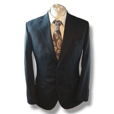 Moss Bros Mens Blazer Jacket Size 40S Dark Grey 2 Button Tailored Fit 