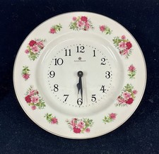 AUSTIN & MAYNARD CERAMIC WALL CLOCK ROSES PATTERN WORKING Sh118