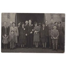 WEDDING Bride & Groom with Guests RP Postcard by Hoggarth of Bridlington, Unused