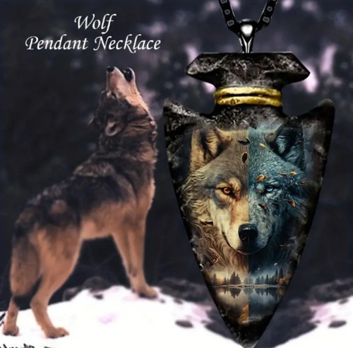 Wolf necklace arrowhead style - necklace,