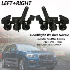 Left + Right Headlight Washer Nozzle Spray Jet For  BMW 3 Series E46 318 98 -04