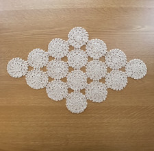 Vintage Handmade Crochet Table Mat | Diamond Shaped Doily | Beige | 46 x 28 cm